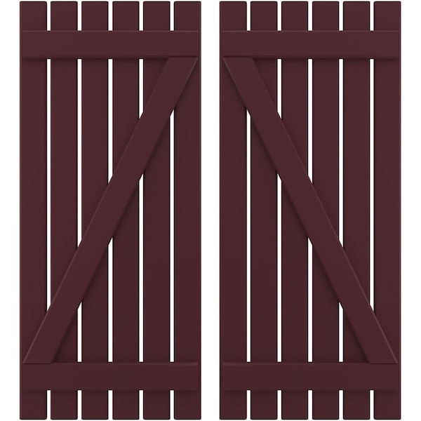 Ekena Millwork Americraft 6-Board (2 Batten) Wood Spaced Board-n-Batten Shutters w/ Z-Bar, ARW102SB623X83WRH, PR ARW102SB623X83WRH - main